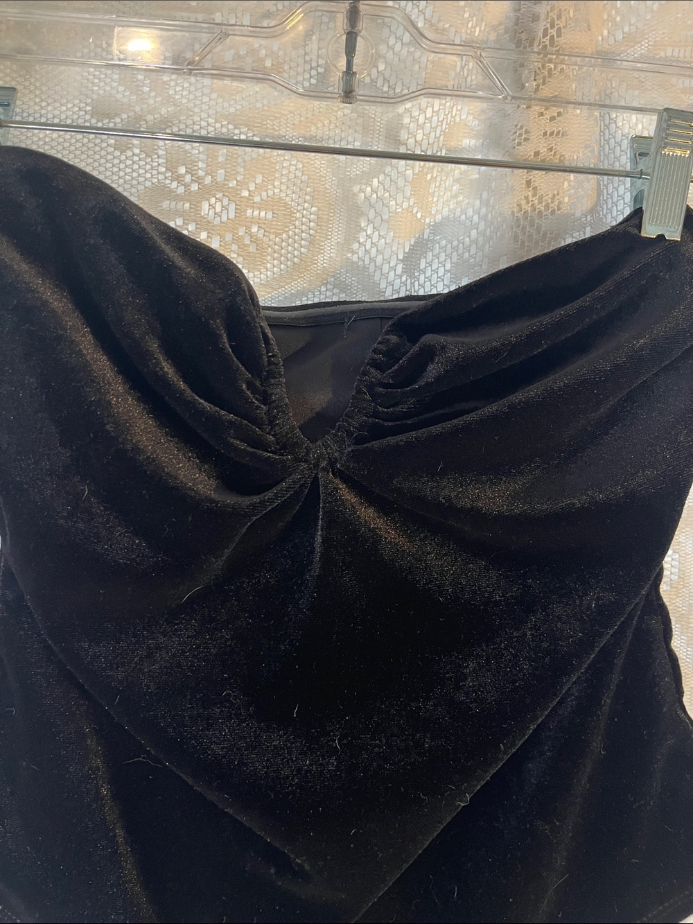 Target Black Velvet Strapless Ruched bodysuit S